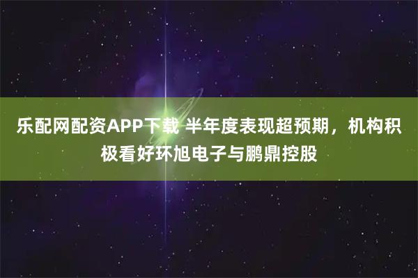 乐配网配资APP下载 半年度表现超预期,机构积极看好环旭电子与鹏鼎控股