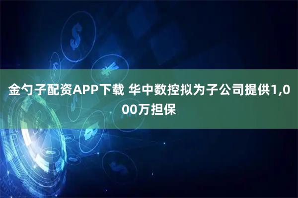 金勺子配资APP下载 华中数控拟为子公司提供1,000万担保